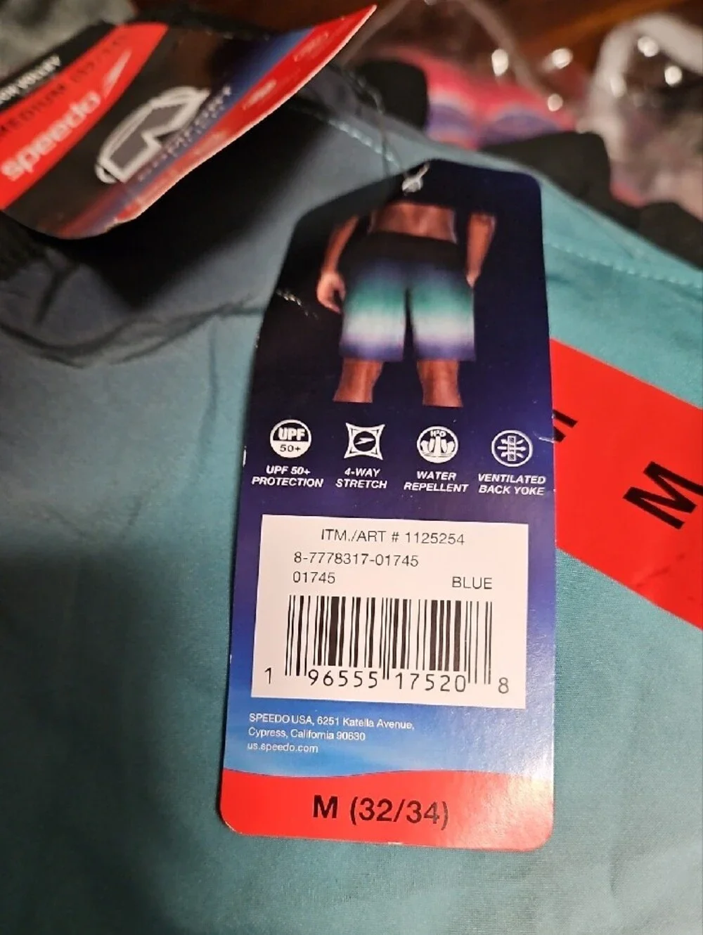Speedo Gradient Swim Shorts in Teal and Gray - Picture 2 of 3